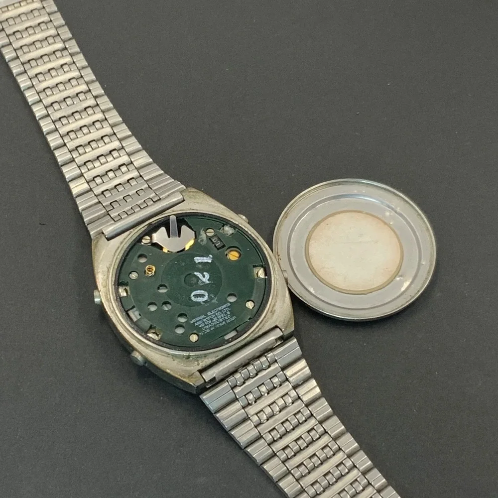 Vintage Texas Instruments Alarm Chronograph Digital Watch Silver Tone for Parts
